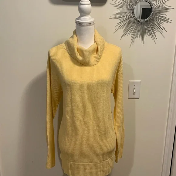Open Back, Yellow, Cowl Neck Sweater by NY & Co - Picture 2 of 10